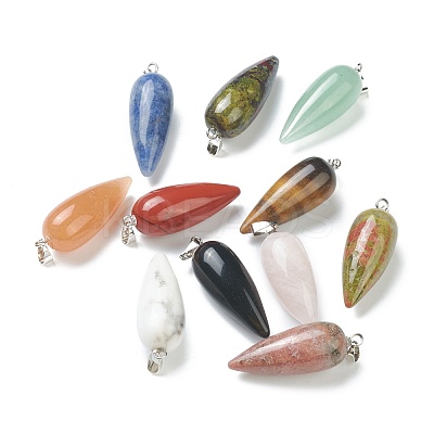 Natural & Synthetic Gemstone Pointed Pendants G-F705-01P-1