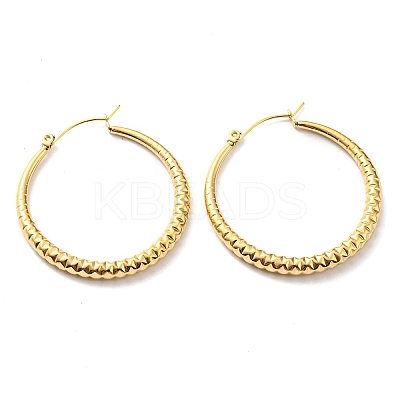 304 Stainless Steel Grooved Hoop Earrings EJEW-B023-18G-1