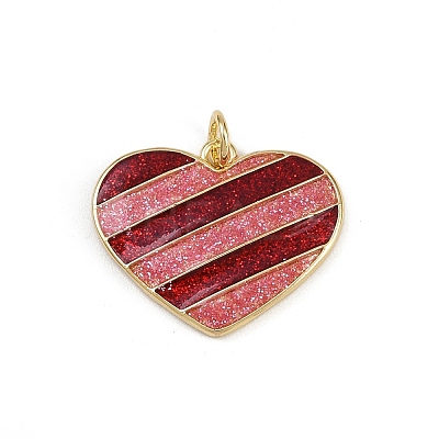 Valentine's Day Brass Red Enamel Pendants KK-D424-30C-G-1
