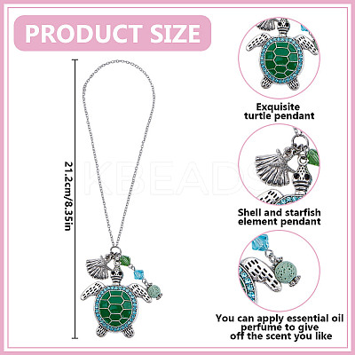 Tortoise Zinc Alloy Enamel with Rhinestone Pendant Decoration for Car Decoration HJEW-DR00218-1
