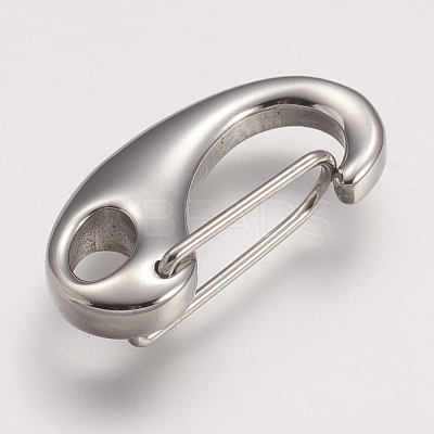 Non-Tarnish 304 Stainless Steel Push Gate Snap Keychain Clasp Findings STAS-F083-04P-01-1