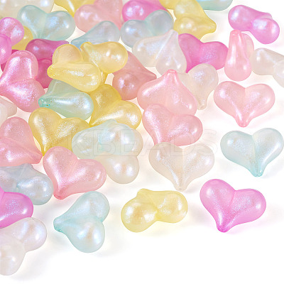 50Pcs 5 Colors Rainbow Iridescent Plating Acrylic Beads RESI-TA0002-19-1