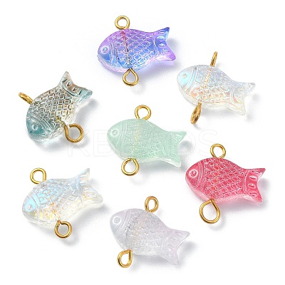 Spray Painted Transparent Glass Connector Charms PALLOY-JF02118-1