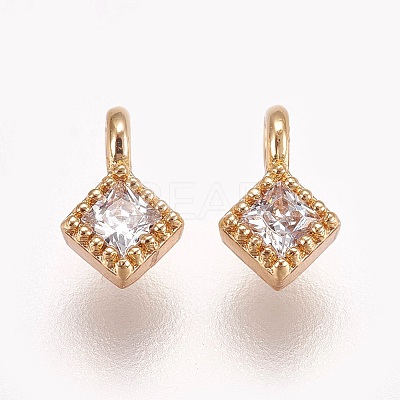 Brass Cubic Zirconia Pendants X-KK-T014-109G-1