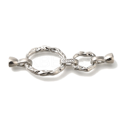 Brass Micro Pave Clear Cubic Zirconia Fold Over Clasps KK-K389-112P-1