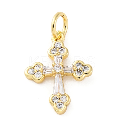 Brass Micro Pave Cubic Zirconia Pendants KK-S510-33G-02-1
