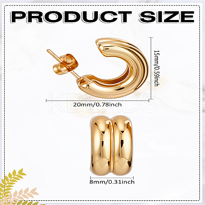 1 Pair Stainless Steel Two-layer C-Shaped Stud Earrings for Women EJEW-LP0012-01G-1