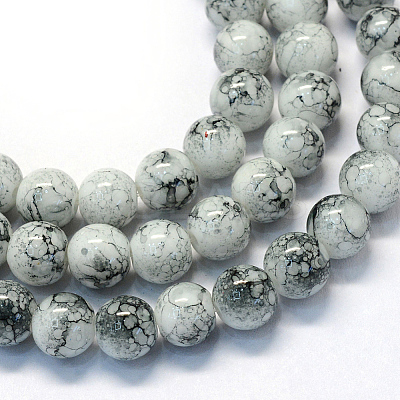 Baking Paint Glass Round Bead Strands DGLA-Q019-6mm-42-1