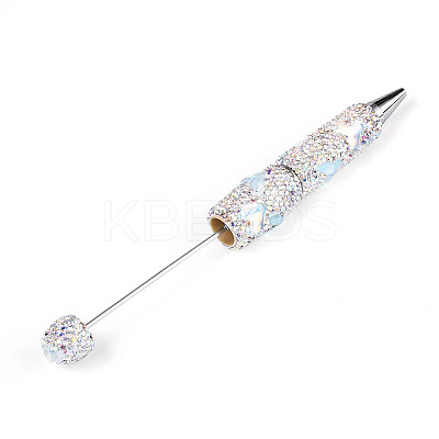 Fishtail Resin & Polymer Clay Pave Rhinestone Ball-Point Pen AJEW-T013-05F-1