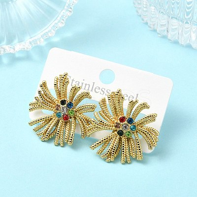 304 Stainless Steel Micro Pave Clear Cubic Zirconia Stud Earrings For Women EJEW-B112-02G-03-1