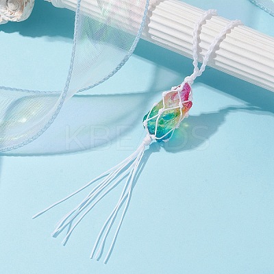 Nuggets Natural Quartz Crystal Pouch Hanging Ornaments HJEW-JM01618-1