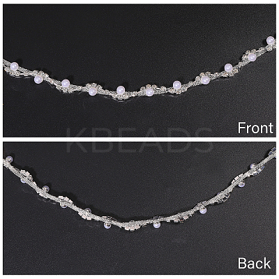 1 Yard Brass Crystal Rhinestone Cup Chain with Imitation Pearl OCOR-GL0001-08B-1