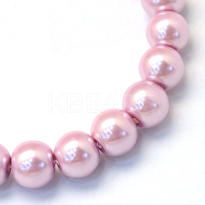 Baking Paint Pearlized Glass Pearl Round Bead Strands X-HY-Q003-4mm-47-1
