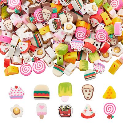 300Pcs 10 Styles Food Handmade Polymer Clay Beads CLAY-SC0002-21-1