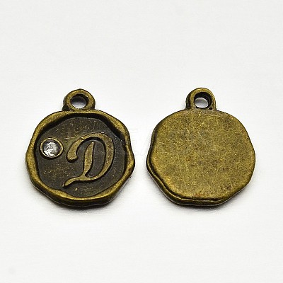 Antique Bronze Plated Alloy Rhinestone Charms ALRI-J152-D-NF-1