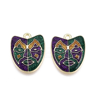 Carnival/Mardi Gras Theme Alloy Enamel & Glitter Powder Pendants ENAM-T020-53E-RS-1