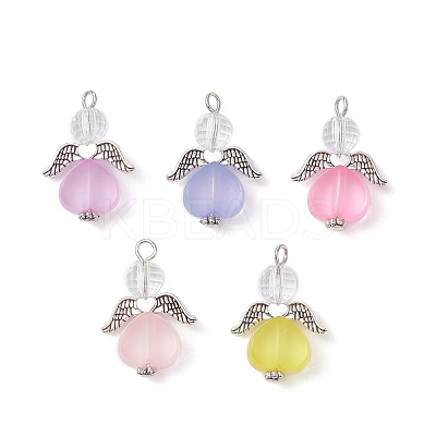 Transparent Acrylic Angel Pendants PALLOY-JF04095-02-1