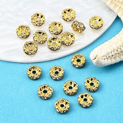 Brass Rhinestone Spacer Beads RB-A014-L7mm-01G-1
