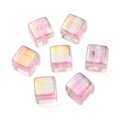 UV Plating Transparent Acrylic European Beads OACR-F004-10F-1
