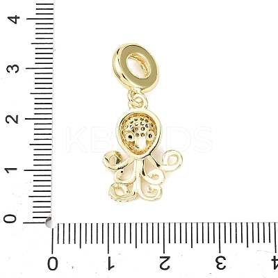 Brass Micro Pave Clear Cubic Zirconia Sea Animal European Dangle Charms LS-KK-B159-04G-01-1