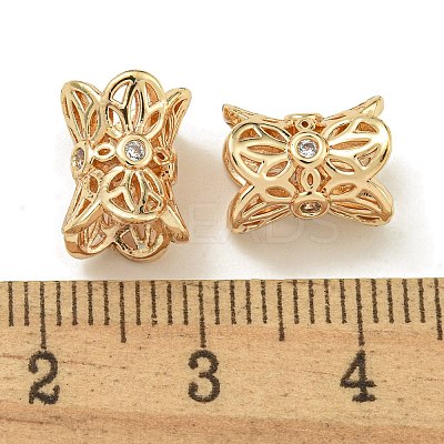 Rack Plating Brass Micro Pave Cubic Zirconia Beads KK-K386-05G-01-1