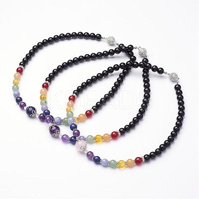 Mixed Gemstone Beaded Necklaces NJEW-JN01753-1