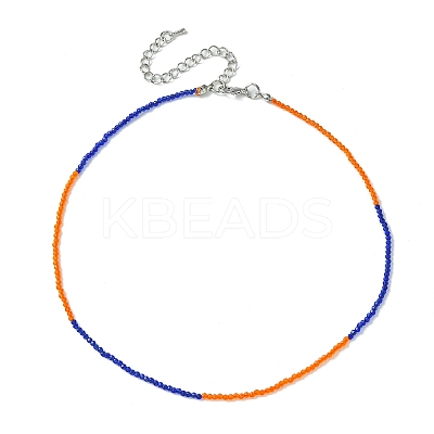 Faceted Rondelle Glass Beaded Necklace for Women NJEW-M208-02C-1