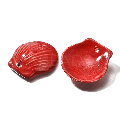 Seashell Shaped Porcelain Pendants PORC-O003-01B-08-1