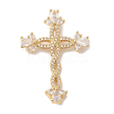 Rack Plating Brass Pave Cubic Zirconia Pendants KK-R144-14G-1
