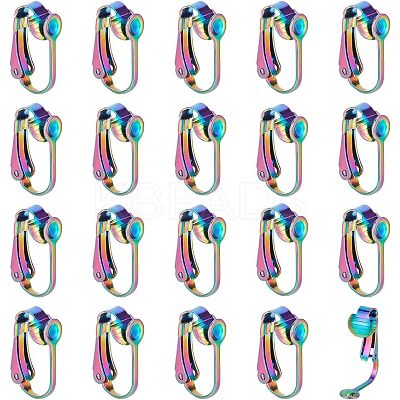 20Pcs Ion Plating(IP) 304 Stainless Steel Clip-on Earring Findings STAS-AR0002-53RC-1