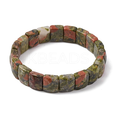 Natural Unakite Beaded Stretch Bracelets for Unisex G-K303-02H-1