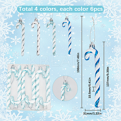 4 Sets 4 Styles Plastic Candy Cane Pendant Decorations FIND-SC0013-42A-1