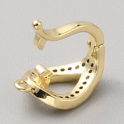 Brass Micro Pave Clear Cubic Zirconia Fold Over Clasps FIND-WH0428-15G-1