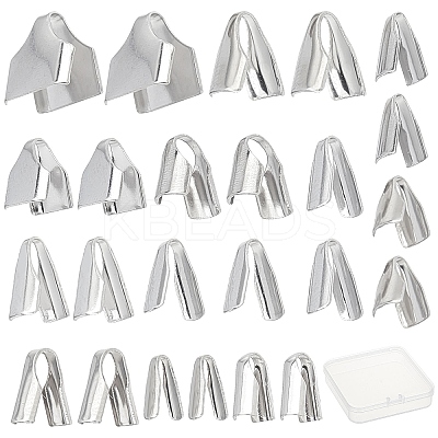 240Pcs 12 Style 304 Stainless Steel Folding Crimp Cord Ends STAS-SC0002-96-1