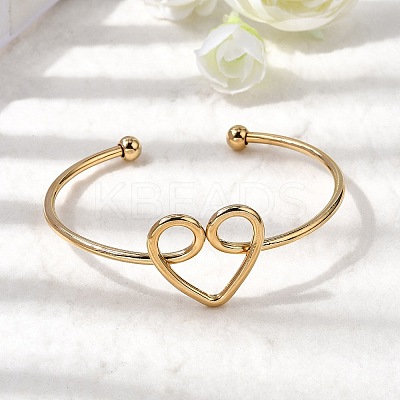 304 Stainless Steel Cuff Bangles for Women BJEW-Z150-02G-01-1