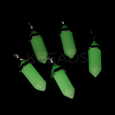 Luminous/Glow Bullet Glass Pointed Pendants GLAA-K058-01P-02-1