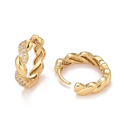 Clear Cubic Zirconia Twisted Rope Shape Hoop Earrings EJEW-C022-12G-1