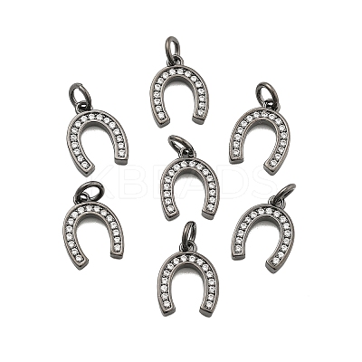 CZ Brass Micro Pave Cubic Zirconia Horse Shoe Charms ZIRC-L018-13B-1