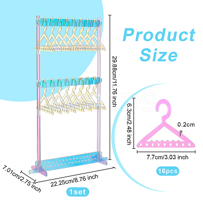 1 Set 3-Tier Coat Hanger Acrylic Earring Display Holder AJEW-OC0005-21-1