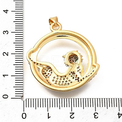 Brass Micro Pave Cubic Zirconia Pendants KK-B128-02G-1