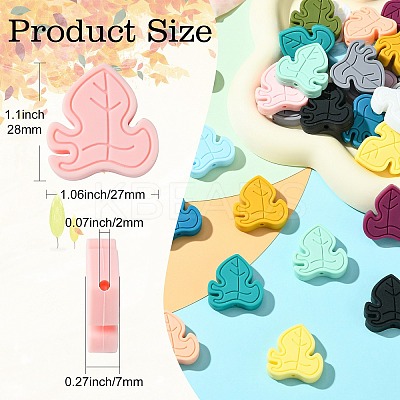 32Pcs 16 Colors Leaf Food Grade Eco-Friendly Silicone Focal Beadss SIL-CJ0002-19-1