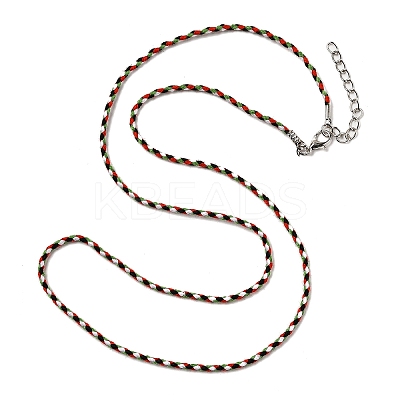 2MM Braided Round Polycotton Cord Necklace Making with Alloy Lobster Claws Clasps and Iron End Chains NJEW-Q031-01E-1