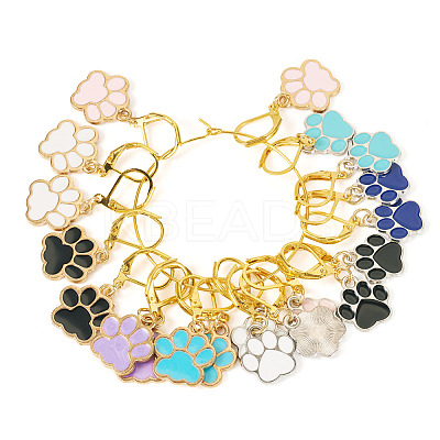 20Pcs 10 Colors Paw Print Alloy Enamel Pendant Locking Stitch Markers HJEW-TAC0097-1