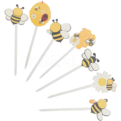 14Pcs Wooden Cake Toppers Decorations DIY-CN0005-56A-1
