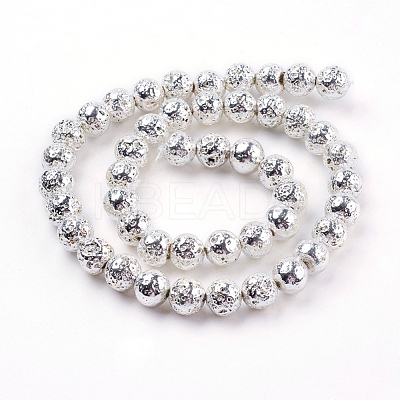 Electroplated Natural Lava Rock Bead Strands G-E429-01-8mm-1