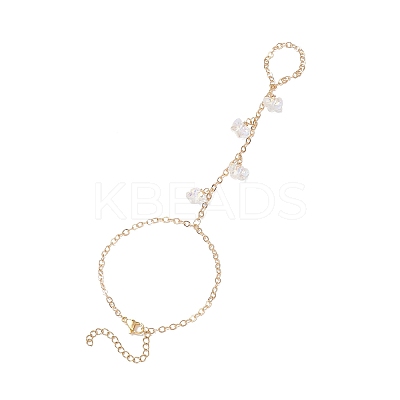Electroplate Glass Butterfly Charms Finger Ring Bracelet for Women BJEW-JB11770-1