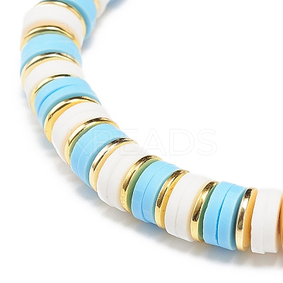 4Pcs 4 Color Handmade Evil Eye Lampwork Column Beaded Stretch Bracelets Set BJEW-JB08904-1