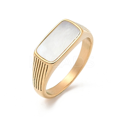 316L Stainless Steel Shell Finger Rings for Women RJEW-U054-01C-G-1