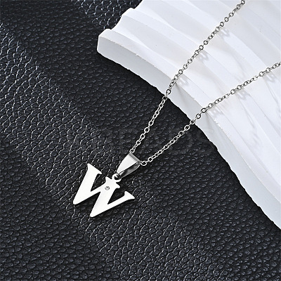201 Stainless Steel Crystal Rhinestone Initial Pendant Necklaces FS-WG28760-25-1