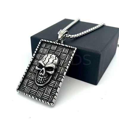 Vintage Punk 304 Stainless Stee Skull Medal Pendant Necklaces for Men TO1001-1